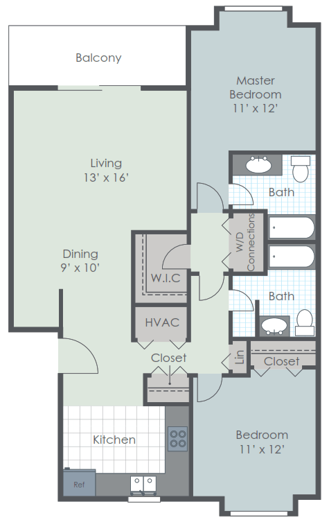 a floor plan of a two bedroom apartment